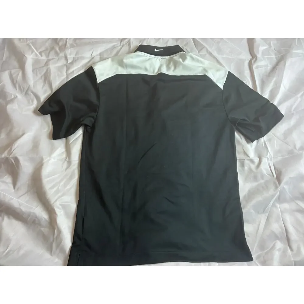 Nike Golf Fit Dry Polo Shirt Men's Medium Black White Color Block Cowboy Joe